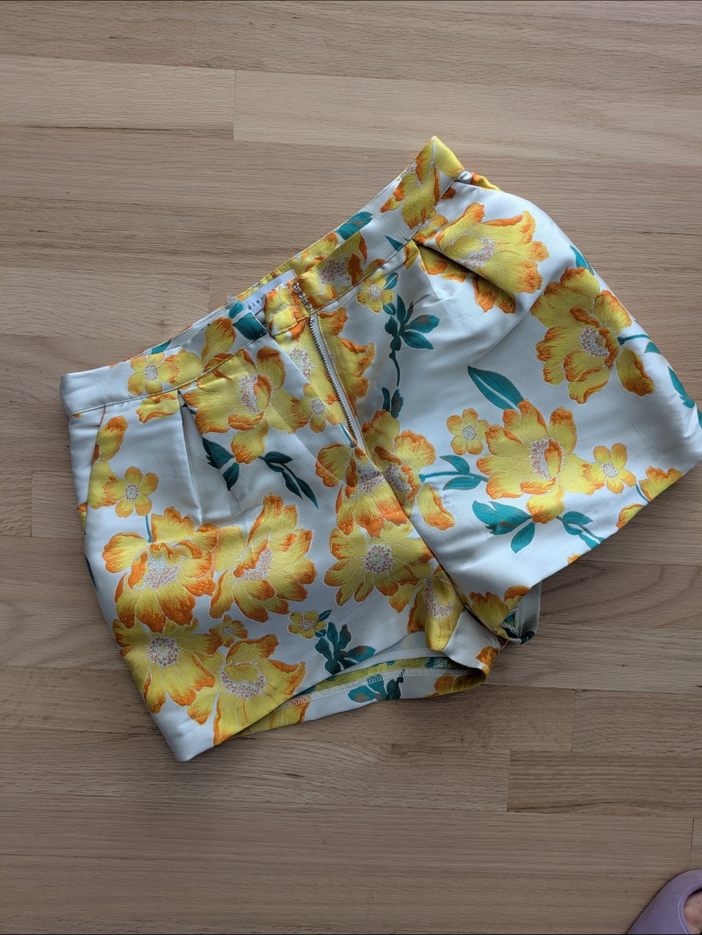 Floral Yellow High-Waist Tapestry Shorts